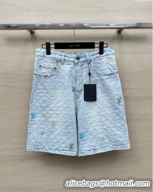 Best Price Louis Vuitton Monogram Denim Shorts LV6616 Blue 2024