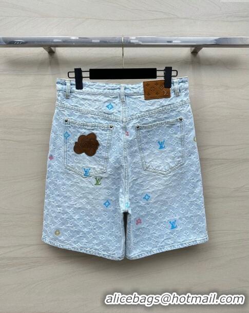 Best Price Louis Vuitton Monogram Denim Shorts LV6616 Blue 2024