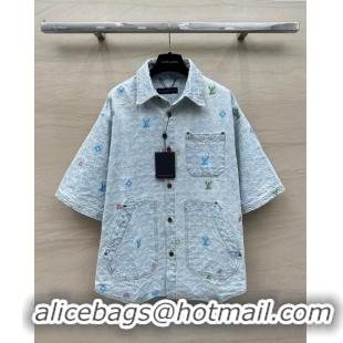 ​Top Quality Louis Vuitton Monogram Denim Shirt LV6615 Blue 2024