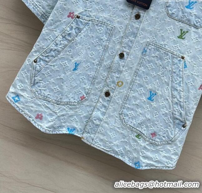 ​Top Quality Louis Vuitton Monogram Denim Shirt LV6615 Blue 2024