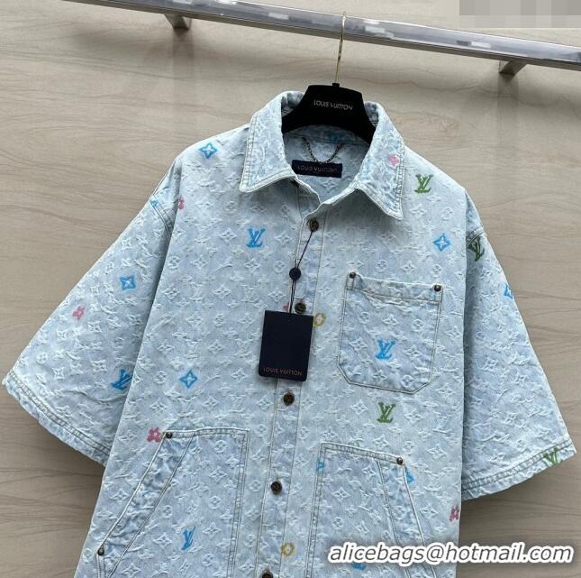 ​Top Quality Louis Vuitton Monogram Denim Shirt LV6615 Blue 2024