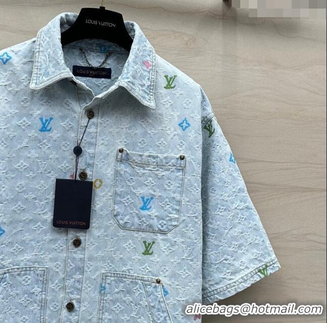 ​Top Quality Louis Vuitton Monogram Denim Shirt LV6615 Blue 2024