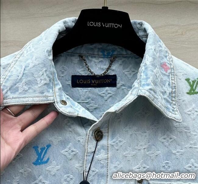 ​Top Quality Louis Vuitton Monogram Denim Shirt LV6615 Blue 2024