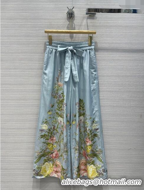 High Quality Zimmermann Silk Pants Z6617 Blue 2024