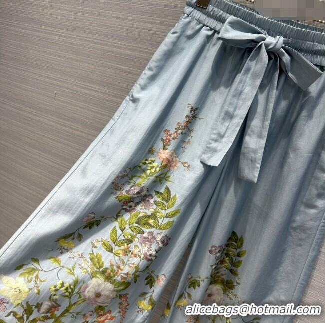 High Quality Zimmermann Silk Pants Z6617 Blue 2024