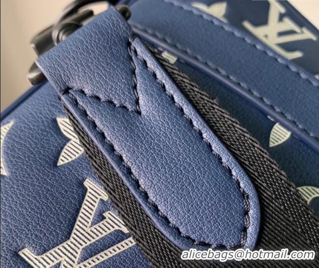 Top Quality Louis Vuitton Trio Messenger bag in Monogram Shadow Calfskin M24753 Ink Blue/White 2024