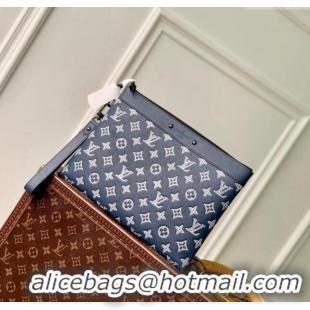 Discount Louis Vuitton Gaston Wearable Wallet Mini bag in Monogram Shadow Calfskin M83384 Ink Blue/White 2024