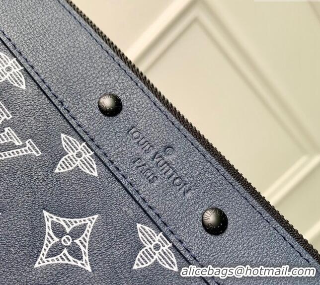 Discount Louis Vuitton Gaston Wearable Wallet Mini bag in Monogram Shadow Calfskin M83384 Ink Blue/White 2024