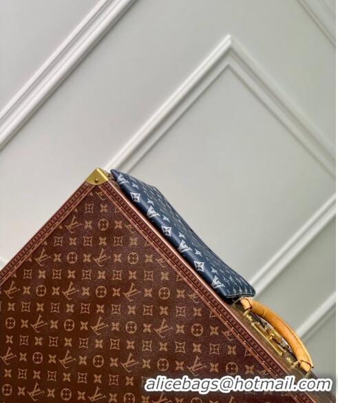 Discount Louis Vuitton Gaston Wearable Wallet Mini bag in Monogram Shadow Calfskin M83384 Ink Blue/White 2024