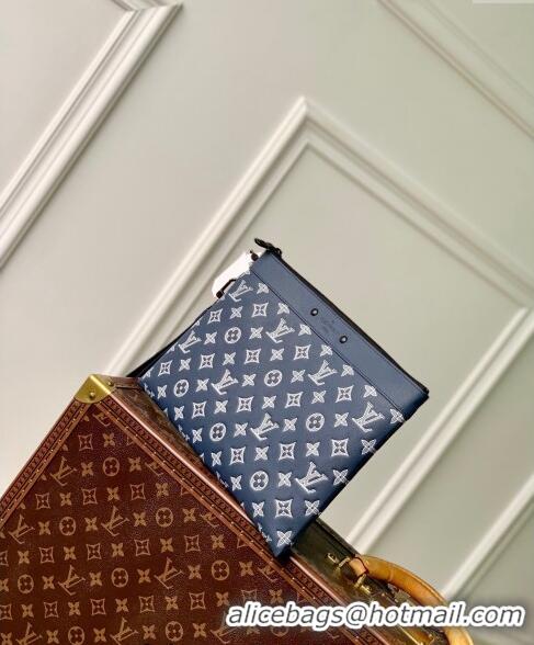 Discount Louis Vuitton Gaston Wearable Wallet Mini bag in Monogram Shadow Calfskin M83384 Ink Blue/White 2024