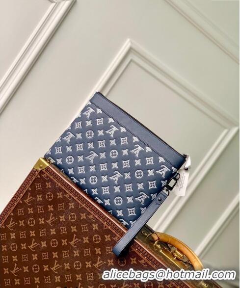 Discount Louis Vuitton Gaston Wearable Wallet Mini bag in Monogram Shadow Calfskin M83384 Ink Blue/White 2024