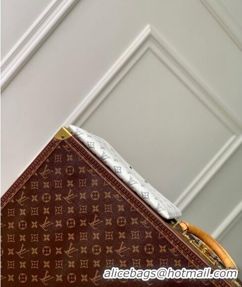 Unique Grade Louis Vuitton Gaston Wearable Wallet Mini bag in Monogram Shadow Calfskin M83384 White/Navy Blue 2024