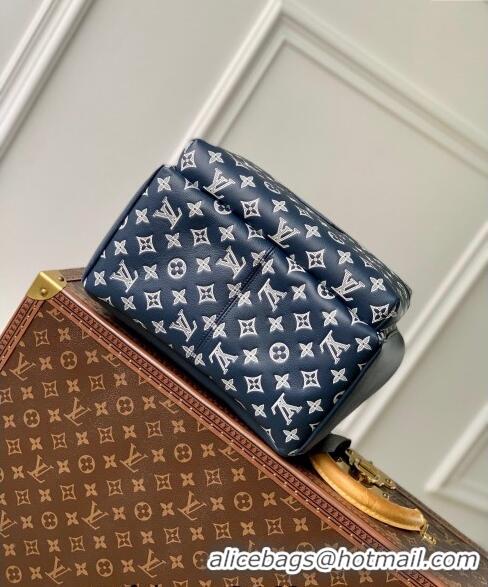 Good Quality Louis Vuitton Discovery Backpack bag in Monogram Shadow Calfskin M24760 Ink Blue/White 2024