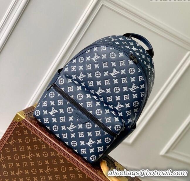 Good Quality Louis Vuitton Discovery Backpack bag in Monogram Shadow Calfskin M24760 Ink Blue/White 2024