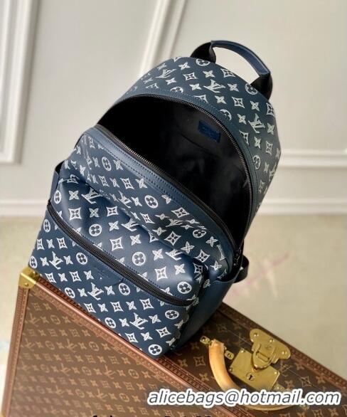 Good Quality Louis Vuitton Discovery Backpack bag in Monogram Shadow Calfskin M24760 Ink Blue/White 2024