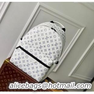 Best Price Louis Vuitton Discovery Backpack bag in Monogram Shadow Calfskin M24760 White/Navy Blue 2024