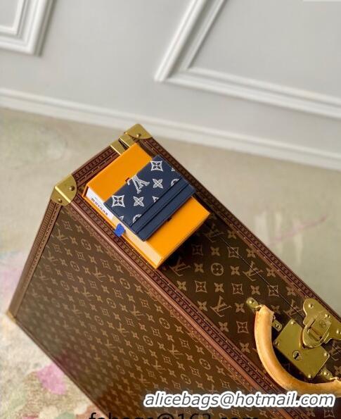 Good Quality Louis Vuitton Double Card Holder Wallet in Monogram Shadow Calfskin M83700 Ink Blue/White 2024