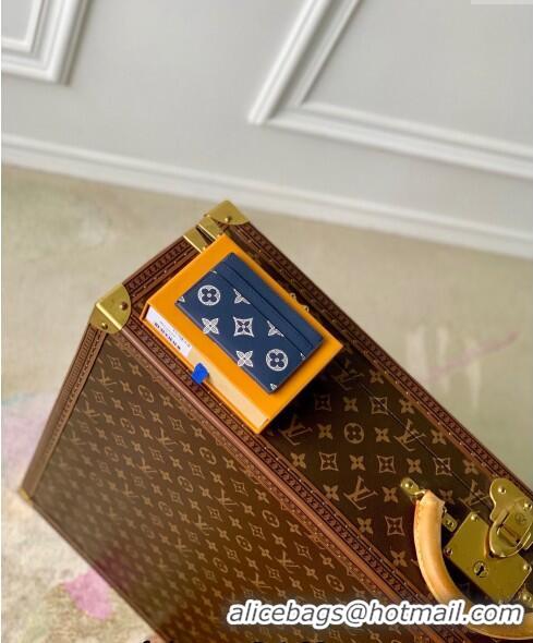 Good Quality Louis Vuitton Double Card Holder Wallet in Monogram Shadow Calfskin M83700 Ink Blue/White 2024