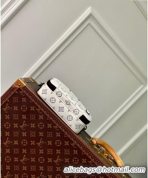 Famous Brand Louis Vuitton Alpha Wearable Wallet Mini bag in Monogram Shadow Calfskin M83383 White/Navy Blue 2024