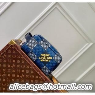 Good Quality Louis Vuitton Locker Dopp Kit Clutch in Damier Heritage Canvas N40747 Blue 2024