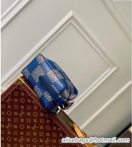 Good Quality Louis Vuitton Locker Dopp Kit Clutch in Damier Heritage Canvas N40747 Blue 2024