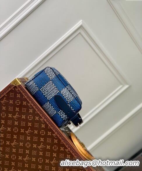 Good Quality Louis Vuitton Locker Dopp Kit Clutch in Damier Heritage Canvas N40747 Blue 2024