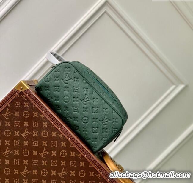 Famous Brand Louis Vuitton Dopp Kit Clutch in Forest Green Taurillon Monogram Leather M24442 2024