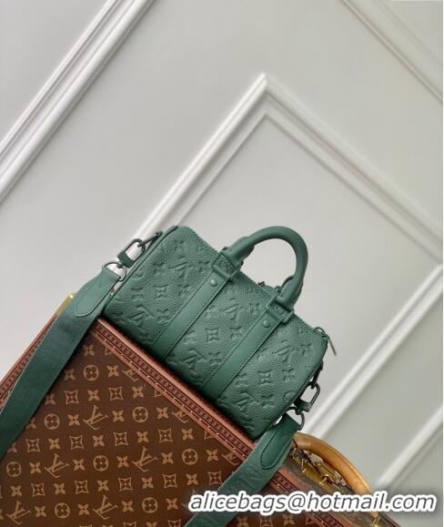 Well Crafted Louis Vuitton Keepall Bandoulière 25 bag in Forest Green Taurillon Monogram Leather M24432 2024