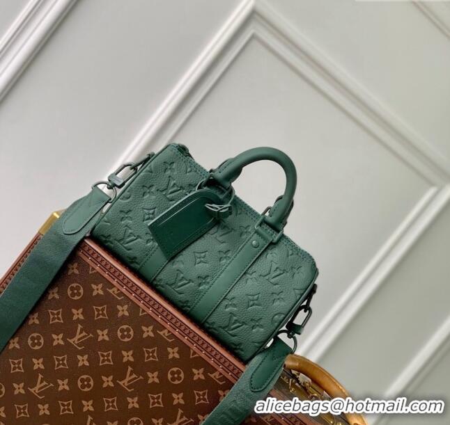 Well Crafted Louis Vuitton Keepall Bandoulière 25 bag in Forest Green Taurillon Monogram Leather M24432 2024