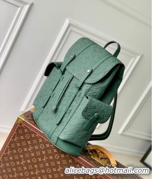 Luxury Discount Louis Vuitton Christopher MM Backpack Bag in Forest Green Taurillon Monogram Leather M24428 2024