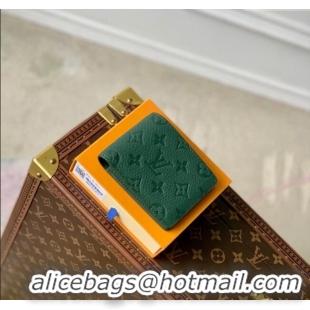 Top Quality Louis Vuitton Multiple Wallet in Forest Green Taurillon Monogram Leather M83055 2024