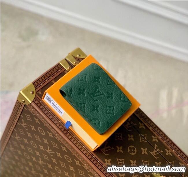 Top Quality Louis Vuitton Multiple Wallet in Forest Green Taurillon Monogram Leather M83055 2024