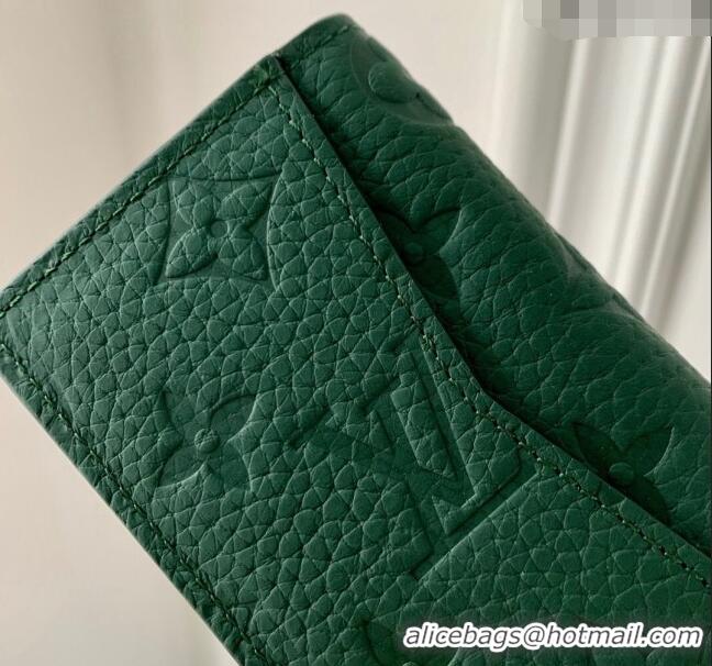 Classic Grade Louis Vuitton Pocket Organizer Wallet in Forest Green Taurillon Monogram Leather M83067 2024