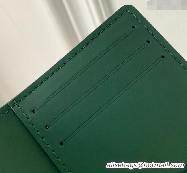 Classic Grade Louis Vuitton Pocket Organizer Wallet in Forest Green Taurillon Monogram Leather M83067 2024