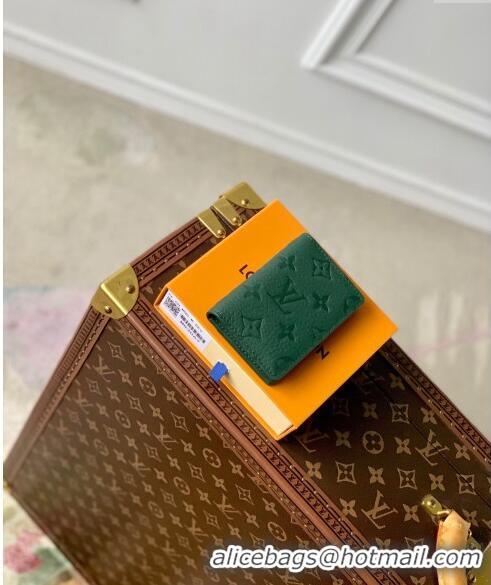 Classic Grade Louis Vuitton Pocket Organizer Wallet in Forest Green Taurillon Monogram Leather M83067 2024