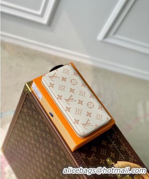 Top Grade Louis Vuitton Zippy Wallet in Monogram Dune Canvas M83093 Cream White 2024