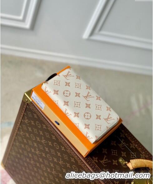 Top Grade Louis Vuitton Zippy Wallet in Monogram Dune Canvas M83093 Cream White 2024