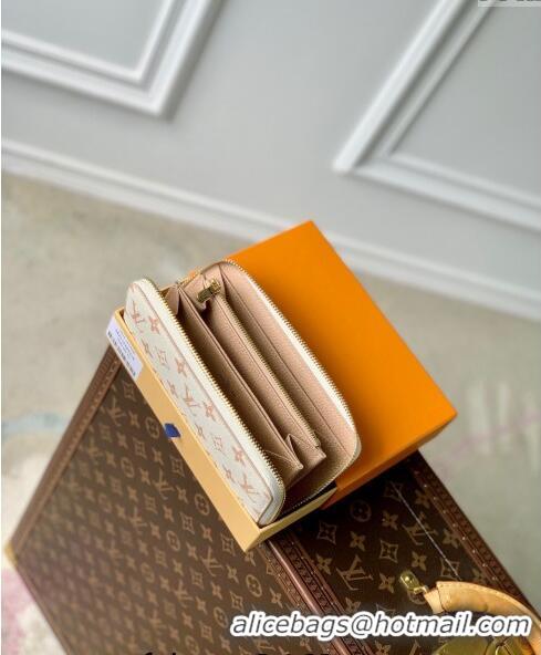 Top Grade Louis Vuitton Zippy Wallet in Monogram Dune Canvas M83093 Cream White 2024