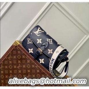 Low Cost Louis Vuitton Diane Shoulder Bag in Monogram Empreinte Leather M47161 Navy Blue/Cream White 2024