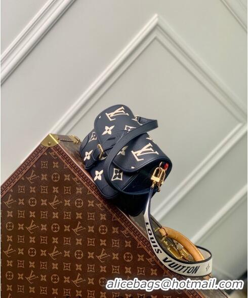 Low Cost Louis Vuitton Diane Shoulder Bag in Monogram Empreinte Leather M47161 Navy Blue/Cream White 2024