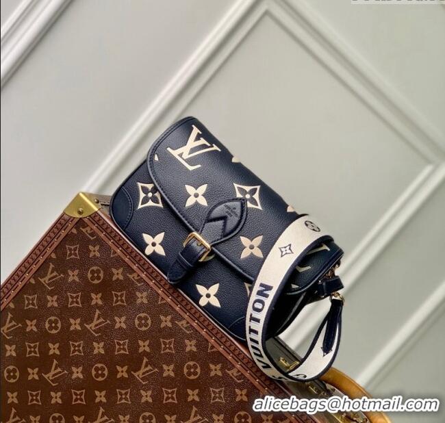 Low Cost Louis Vuitton Diane Shoulder Bag in Monogram Empreinte Leather M47161 Navy Blue/Cream White 2024