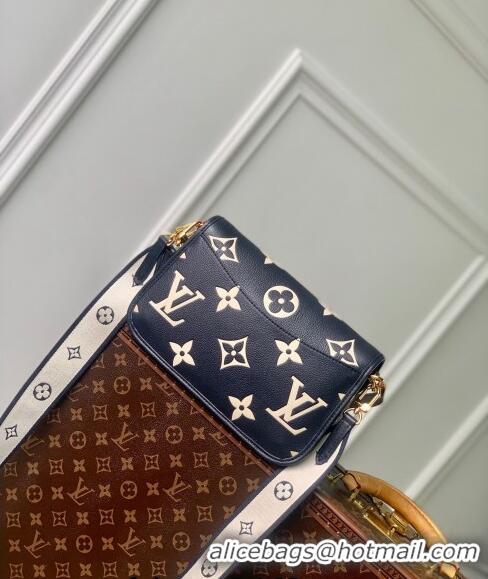 Low Cost Louis Vuitton Diane Shoulder Bag in Monogram Empreinte Leather M47161 Navy Blue/Cream White 2024