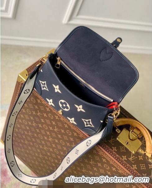 Low Cost Louis Vuitton Diane Shoulder Bag in Monogram Empreinte Leather M47161 Navy Blue/Cream White 2024