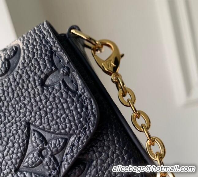 Best Price Louis Vuitton Félicie Pochette Mini bag in Navy Blue Monogram Empreinte Lether M83589 2024