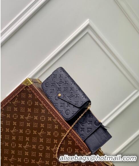 Best Price Louis Vuitton Félicie Pochette Mini bag in Navy Blue Monogram Empreinte Lether M83589 2024