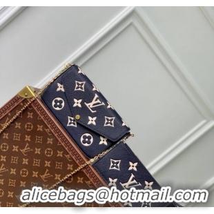 Fashion Discount Louis Vuitton Félicie Pochette Mini bag in Navy Blue Monogram Empreinte Lether M83589 Blue/Cream White 