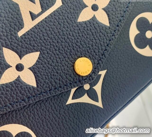 Fashion Discount Louis Vuitton Félicie Pochette Mini bag in Navy Blue Monogram Empreinte Lether M83589 Blue/Cream White 