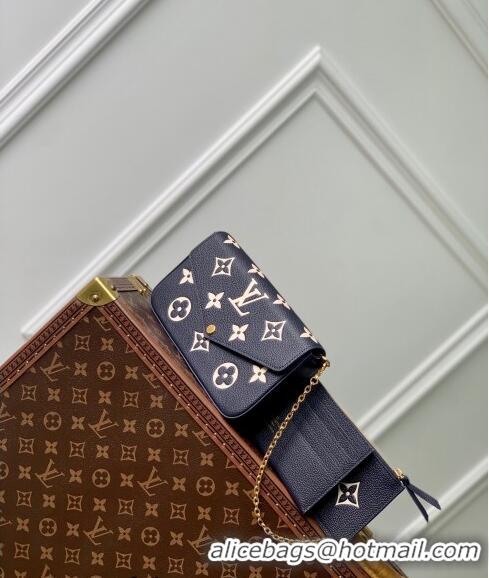 Fashion Discount Louis Vuitton Félicie Pochette Mini bag in Navy Blue Monogram Empreinte Lether M83589 Blue/Cream White 