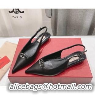 Purchase Valentino The Bold Edition VLogo Calfskin Slingback Ballerinas Black 429161