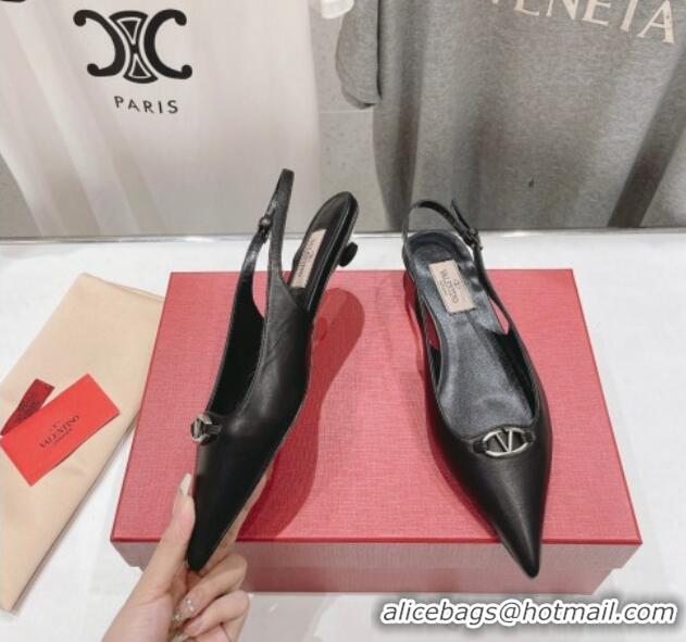 Purchase Valentino The Bold Edition VLogo Calfskin Slingback Ballerinas Black 429161